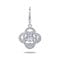 Dancing Diamond center stone surrounded by clover shaped border and another staggered larger clover border hanging from french wire