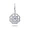Dancing Diamond center stone surrounded by eight-section flower/star design hanging from french wire