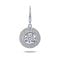 Dancing diamond center stone surrounded by dome design of pave' round CZs (slightly high dome) hanging from french wire