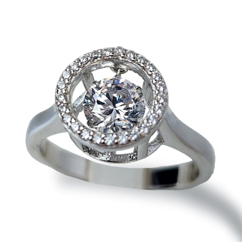 Sterling Silver Dancing Diamond (CZ) Ring
